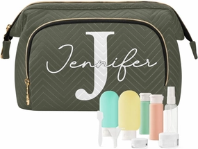 Army Green Custom Makeup Bag Travel Toiletry Bag Make Up Bags Skincare Bag Big Large Makeup Case Pouch Cosmetic Bag Box Organizer for Trip Women Purse Men Toiletries Sports Adults