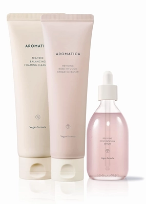 AROMATICA Rose Cleanser   Rose Serum   Tea Tree Cleanser