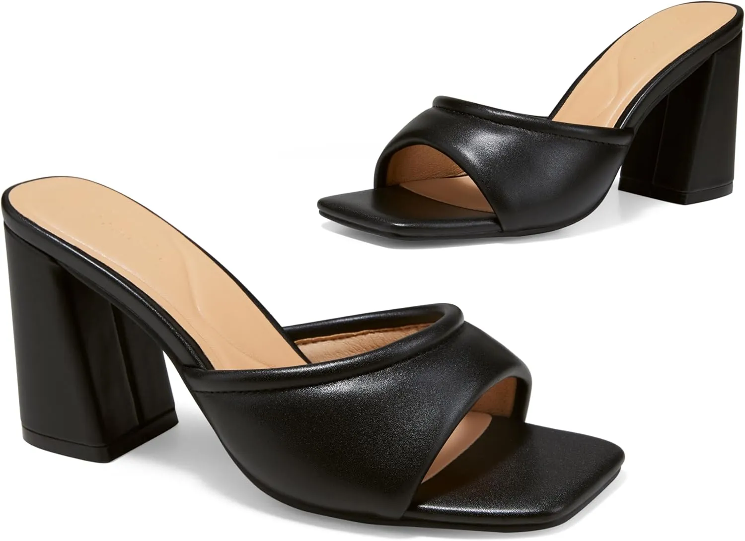 Arromic Women's Square Open Toe Heels Sandals Comfortable Block Chunky Heeled Sandals Slip on Heels Summer Evening Party Wedding Prom Dress Pumps Shoes