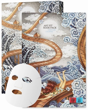 Art Fit Moisture Calming Mask Sheet - Korean Ceramide Hydrating Instantly Soothing Facial Mask for Dry Skin - Replenish and Restore Skin - Aroma Theraphy Skincare - 5 sheets