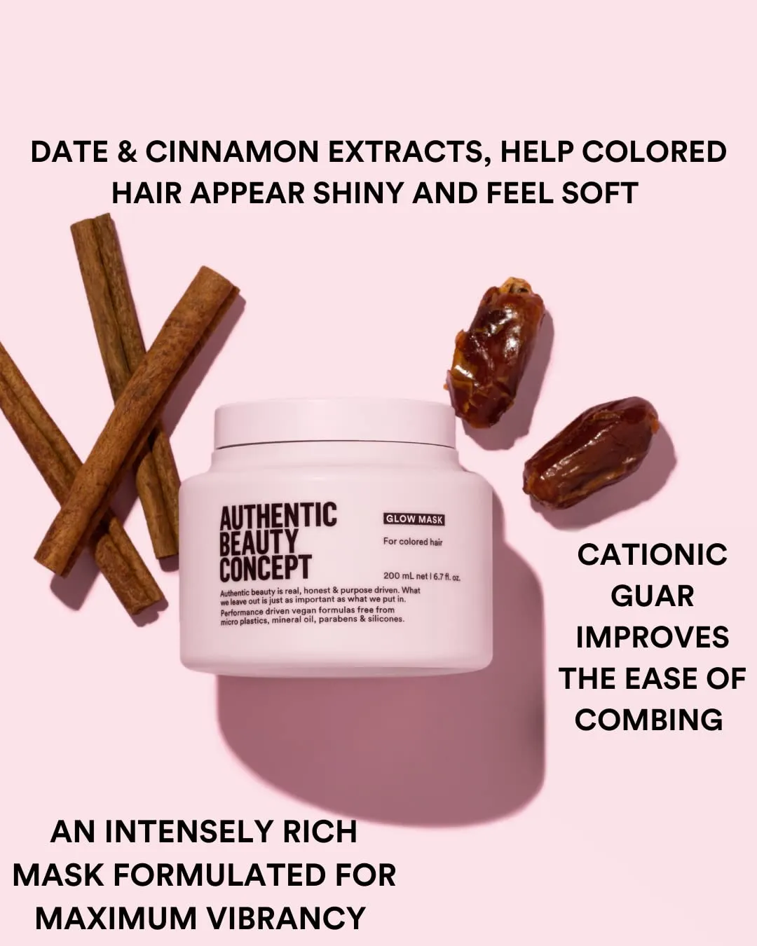 Authentic Beauty Concept Glow Mask | Color Treated Hair| Improves Softness and Shine | Vegan & Cruelty-free | Silicone-free