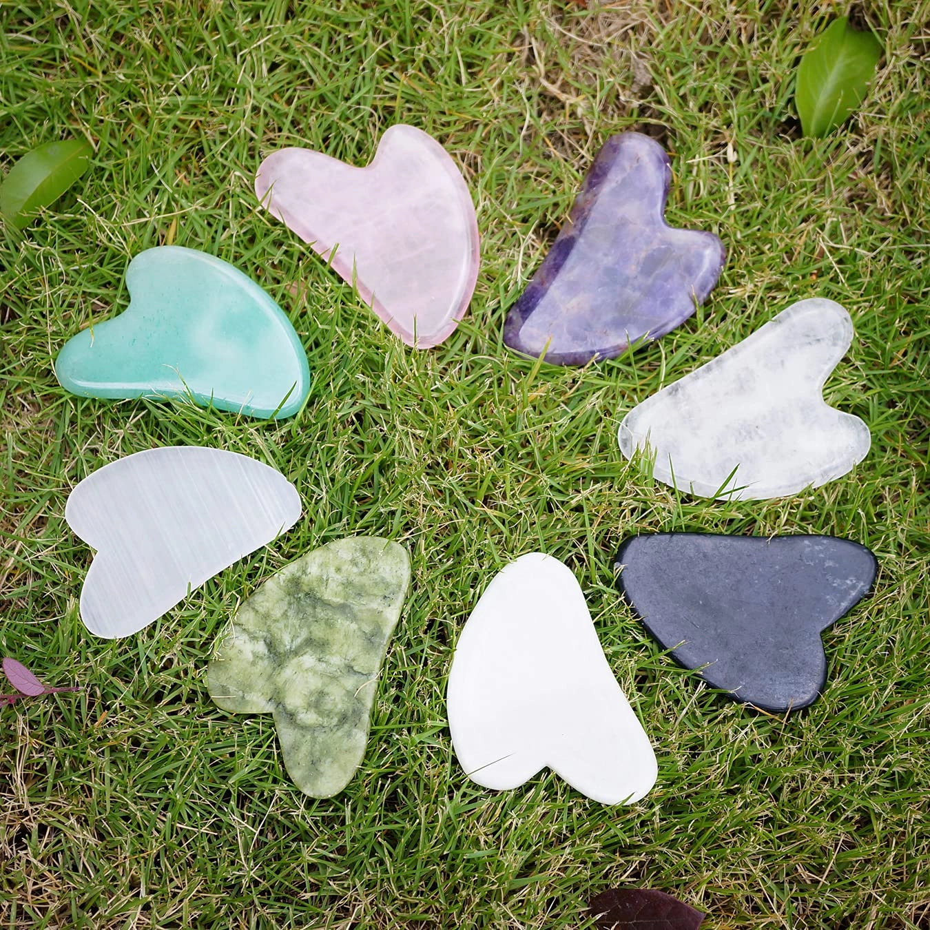 Authentic Gua Sha Jade Stones Asian Owned, GuaSha Facial Tool, Face Body Massage SPA Acupuncture Therapy Trigger Point Treatment (Rose Quartz)