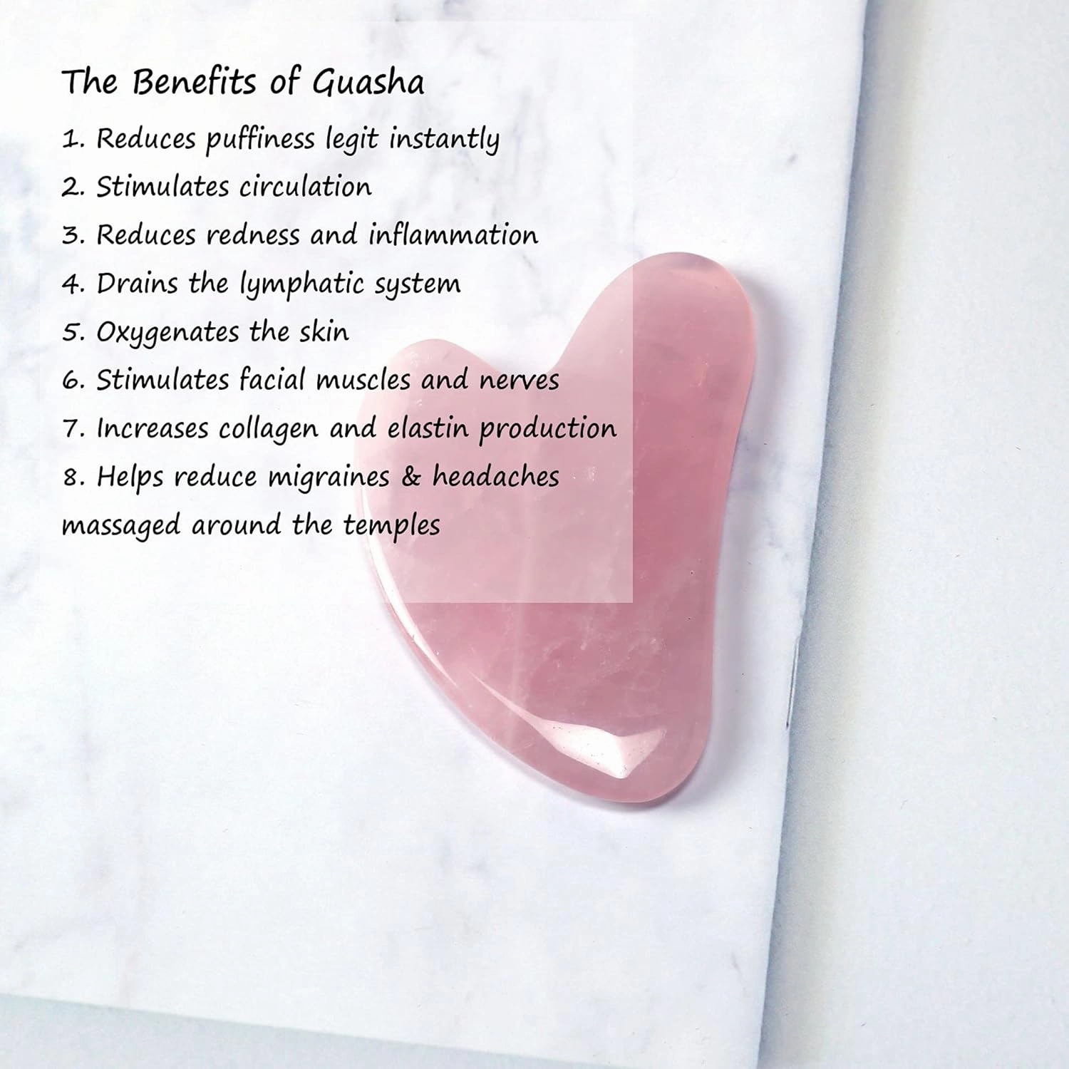 Authentic Gua Sha Jade Stones Asian Owned, GuaSha Facial Tool, Face Body Massage SPA Acupuncture Therapy Trigger Point Treatment (Rose Quartz)