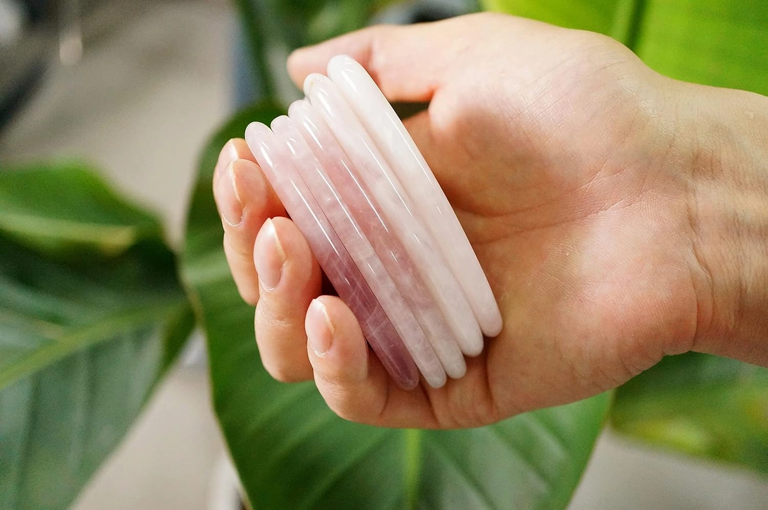 Authentic Gua Sha Jade Stones Asian Owned, GuaSha Facial Tool, Face Body Massage SPA Acupuncture Therapy Trigger Point Treatment (Rose Quartz)