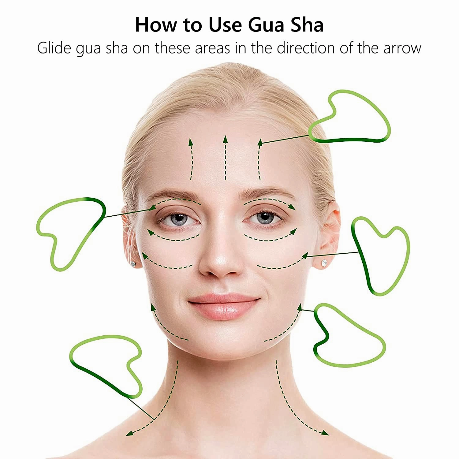 Authentic Gua Sha Jade Stones Asian Owned, GuaSha Facial Tool, Face Body Massage SPA Acupuncture Therapy Trigger Point Treatment (Rose Quartz)