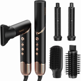 Auto Wrap Air Hair Styler & Dryer, 5 in 1 Multi Styling Hot Air Dryer Brush Curler for Hair, High Speed 110000 RPM Negative Lonic Frizz-Free, Fast Drying Curling Volumizing Straightening Magic Styler