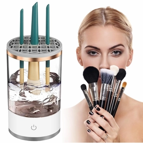 Automatic Makeup Brush Cleaner Machine with Brush Cleaning Mat - Effortless Cosmetic Brush Cleaner for All Size Beauty Makeup Brushes - Valentine's Gift for Women - Keep Your Brushes Fresh and Clean