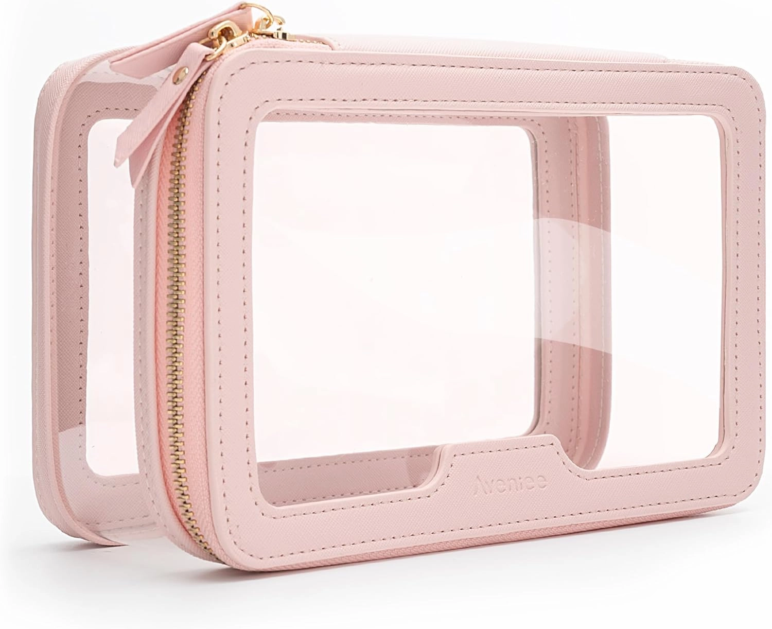 Aveniee Clear Makeup Bag Travel Toiletry Case for Women, Large Cosmetic Bag with Zipper, Transparent Waterproof Cosmetic Organizer Storage Bag(Pink)
