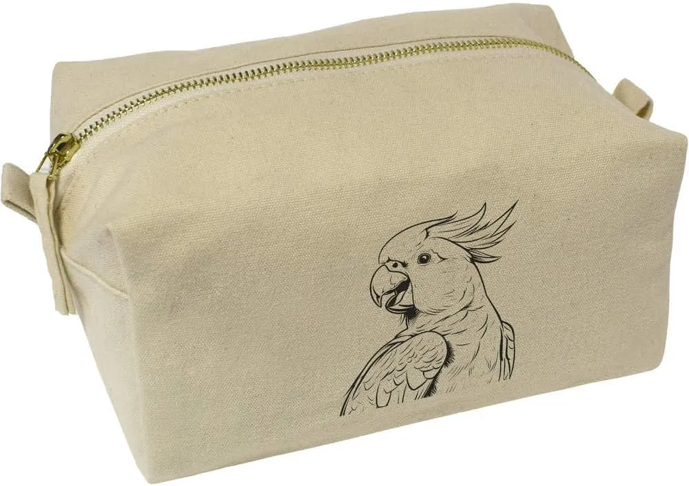 Azeeda 'Open Beak Cockatoo' Canvas Wash Bag/Makeup Case (CS00038150)