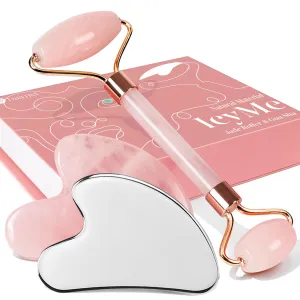 BAIMEI 2 Gua Sha Facial Tools & 1 Jade Roller Massage Set