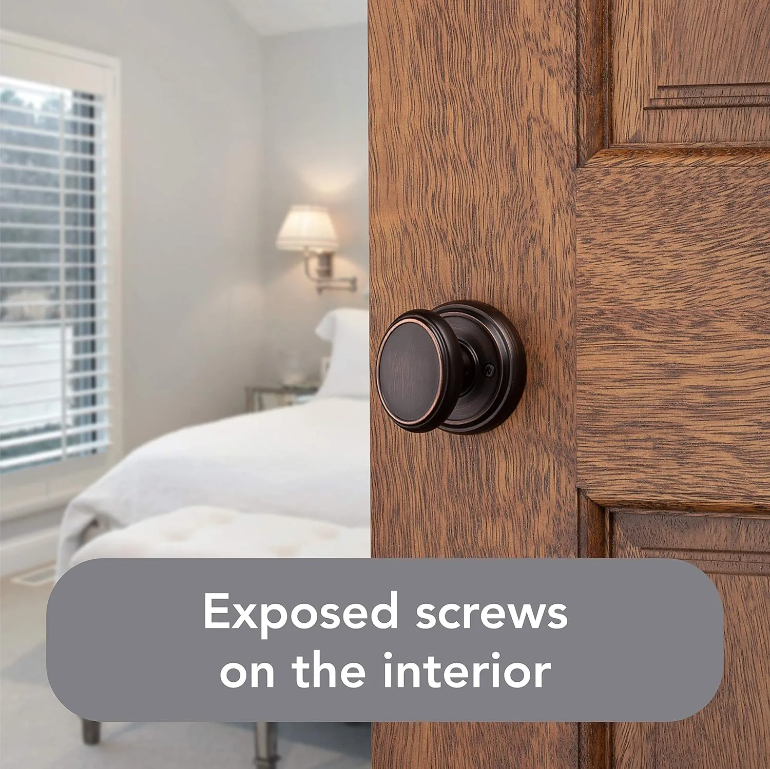 Baldwin Carnaby, Interior Passage Door Knob for Hallway/Closet/Rooms, Non-Locking Door Handle With Microban Protection, in Venetian Bronze