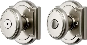 Baldwin Carnaby, Interior Privacy Door Knob Handle for Bedroom/Bathroom, Keyless Door Lock With Microban Protection, in Satin Nickel