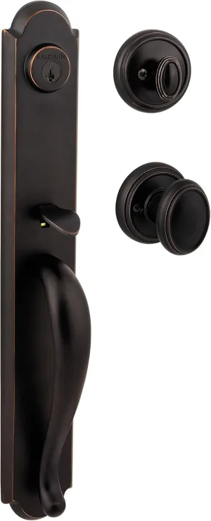 Baldwin Prestige Bighorn Single Cylinder Handleset with Carnaby Knob featuring SmartKey® in Venetian Bronze