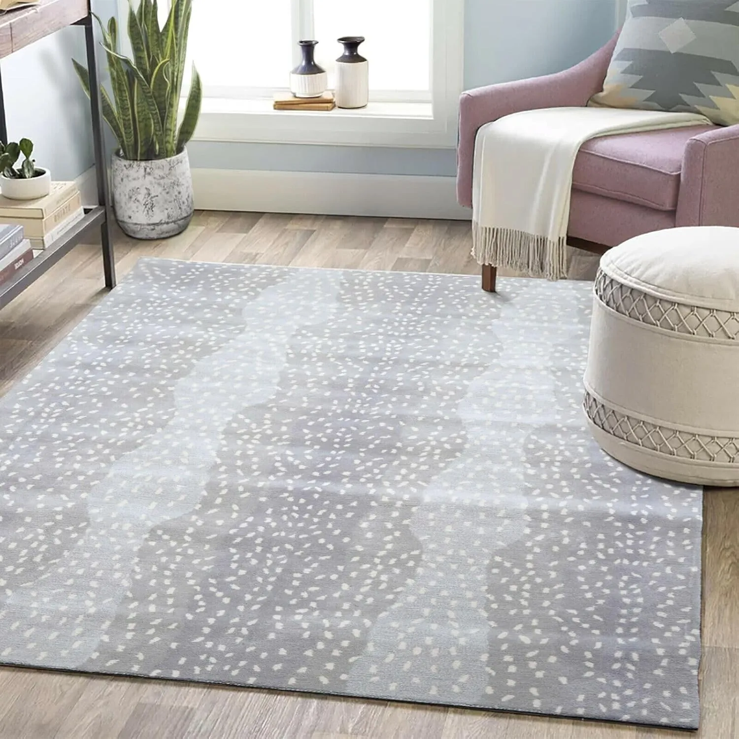 Ballard Designs Antelope Cheetah Blue Hand Tufted Handmade Tufted 100% Nz Woolen Rug for Living Room Hall Room