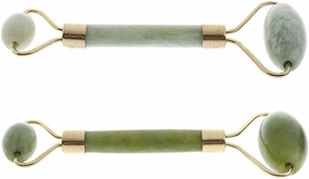 barenx 2pcs Women Beauty Natural Jade Stone Face Massage Roller Tool for Skin Tightening Double Chin Neck Lifting