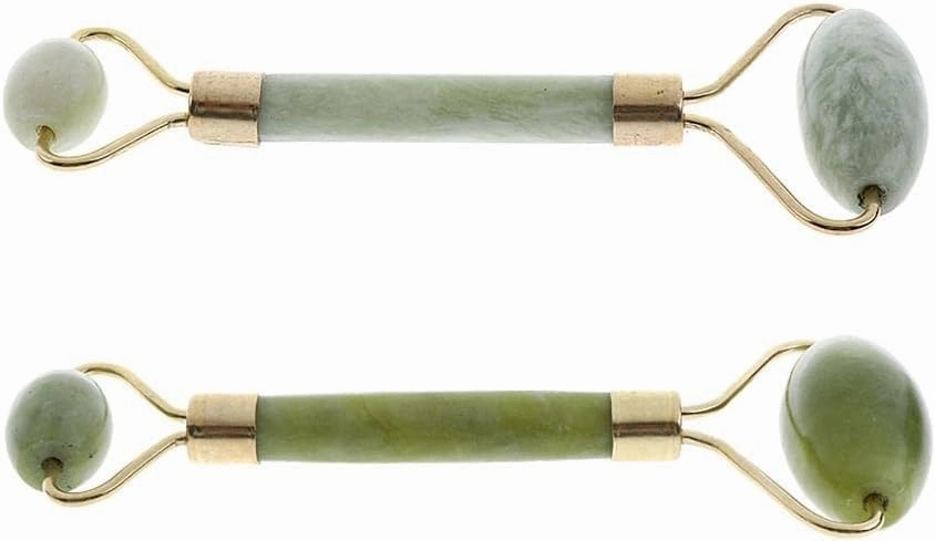 barenx 2pcs Women Beauty Natural Jade Stone Face Massage Roller Tool for Skin Tightening Double Chin Neck Lifting
