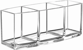 barenx Clear Makeup Brush Holder Organizer, 3 Slot Acrylic Cosmetic Brushes Storage, Eyeliners Eyebrow Pencil Display Case