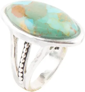 Barse Jewelry Blue Turquoise and Sterling Silver Oval Ring