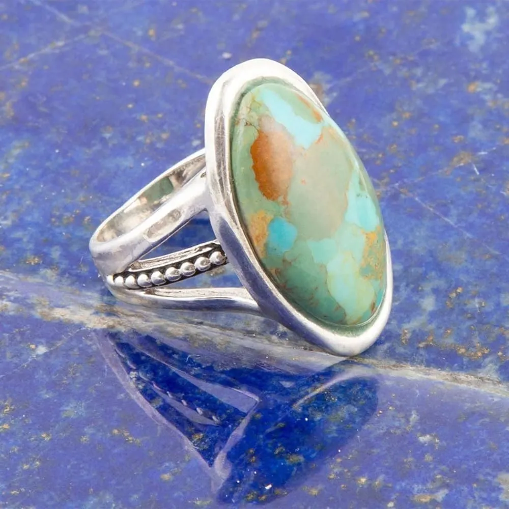 Barse Jewelry Blue Turquoise and Sterling Silver Oval Ring