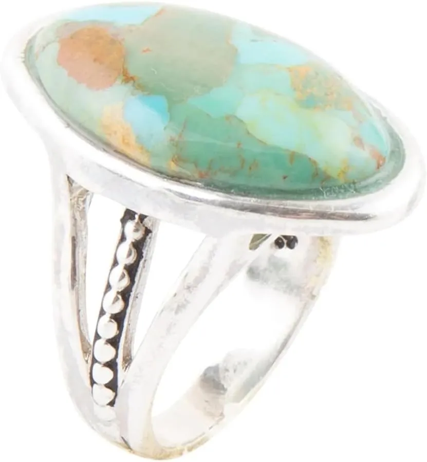 Barse Jewelry Blue Turquoise and Sterling Silver Oval Ring