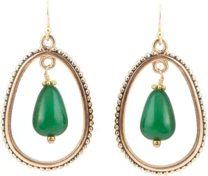 Barse Jewelry Inline Green Onyx Golden Drop Earrings
