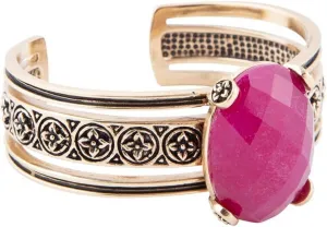 Barse Jewelry Red Raspberry Quartz Golden Statement Cuff Bracelet