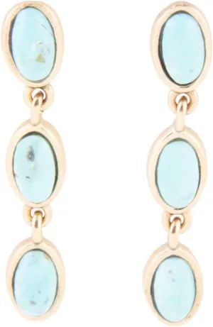 Barse Jewelry Three Times the Blue Turquoise Golden Drop Earrings