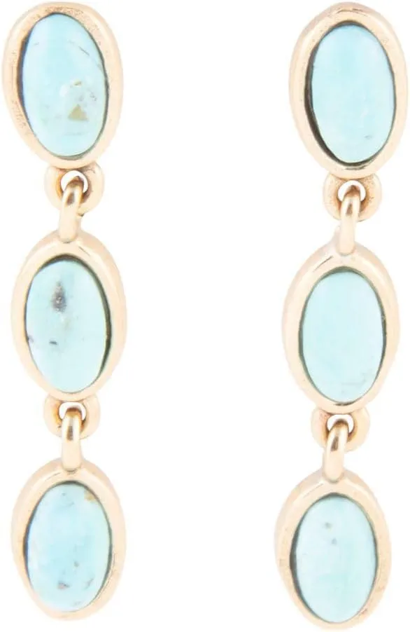Barse Jewelry Three Times the Blue Turquoise Golden Drop Earrings