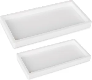 Bathroom Tray, Small Vanity Tray Silicone Soap Dish Sponge Holder Kitchen Sink Organizer Bathroom Accessories for Countertop, Toilet, Shower, 2 Pack, White