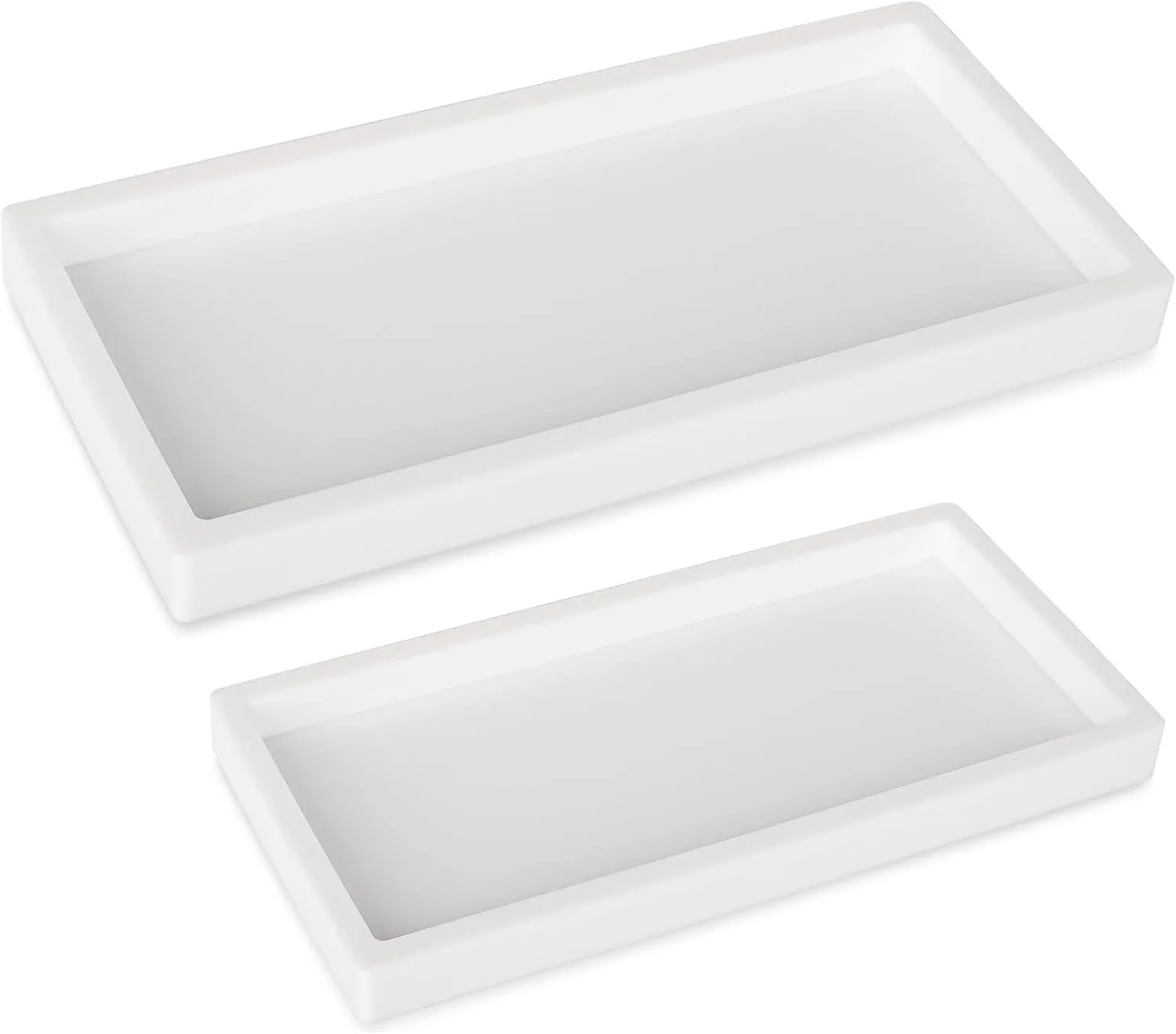 Bathroom Tray, Small Vanity Tray Silicone Soap Dish Sponge Holder Kitchen Sink Organizer Bathroom Accessories for Countertop, Toilet, Shower, 2 Pack, White