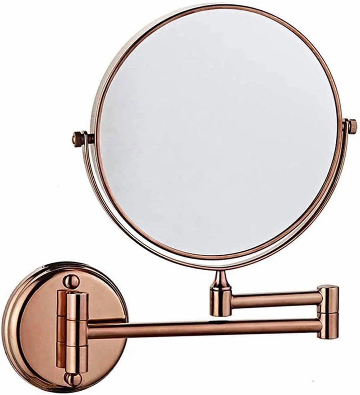 Bathroom Mirror Makeup Mirror Wall Mounted Bathroom Mirror 8 Inch Lound Makeup Mirror Double-Sided Cosmetic Mirror 360 Rotation(Rose Gold,10X)