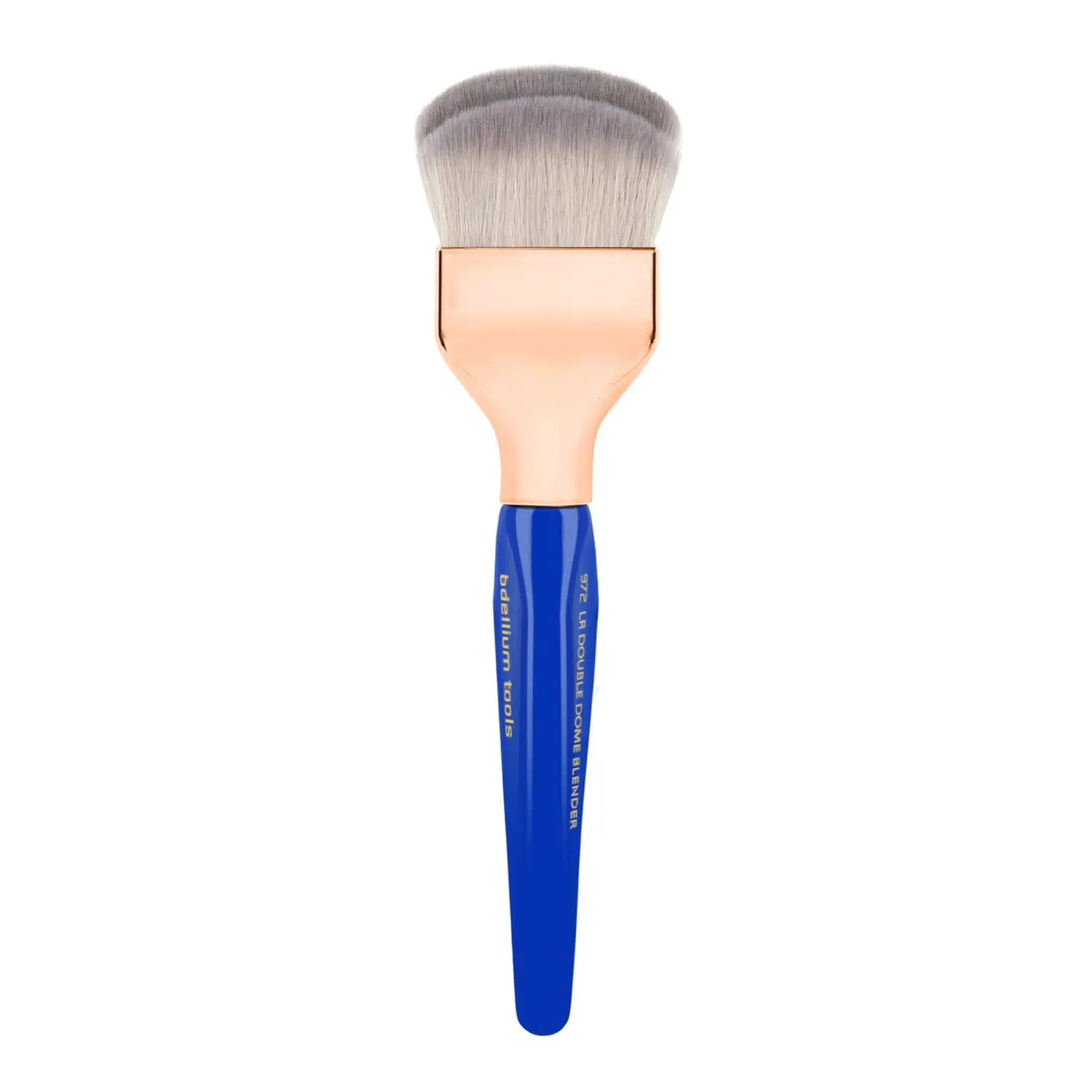 Bdellium Tools Professional Makeup Brush - Golden Triangle 972 Large Rounded Double Dome Blender - With All Vegan and Soft Synthetic Fibers, For Foundation Application & Blending (Blue, 1pc)
