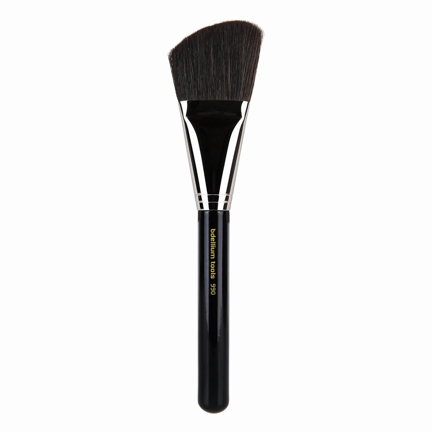 Bdellium Tools Professional Makeup Brush - Maestro Series 990 Angled Face - With Mix of Soft Synthetic & Natural Fibers, For Whisking Powder and Brushing off Excess (Black, 1pc)