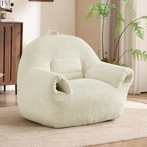 Bean Bag Chair for Adults Large Lazy Sofa with Armrests Comfy Beanbag Couch with Filler Floor Accent Chairs for Relaxing Reading in Bedroom Living Room Lounge Beige