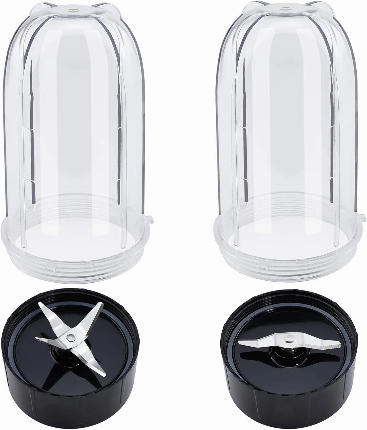 Beaquicy 2 Pack 16oz Cup with Cross Blade and Flat Blade Combo - Replacement for Mag-ic Bullet Blender Juicer 250W MB1001