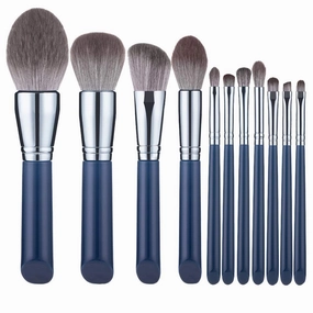 Beaupretty 11pcs Navy Makeup Brush Beginner Cosmetic Tools for Blending Contouring Highlighting Soft Synthetic Brushes for All Makeup Needs for Professionals and Beginners