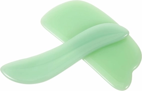 Beaupretty 2Pcs Jade Scraper Facial Guasha Tool Comfortable Face Massage Board for Skin Care and Relaxation Smooth Edges Portable Design for Home Use