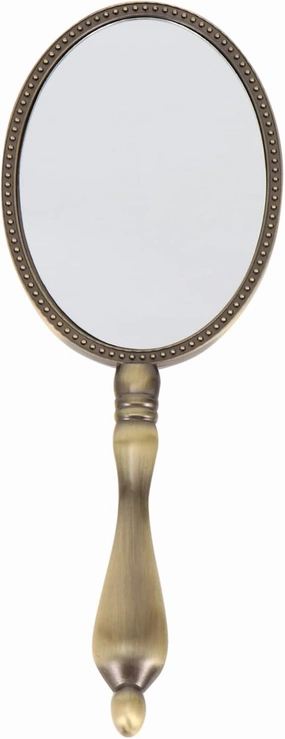 Beaupretty Vintage Handheld Mirror Vanity Hand Mirror Metal Handle Mirror Portable Mirror with Handle for Travel Bathroom Desk Makeup Beauty Grooming Shaving Mirror