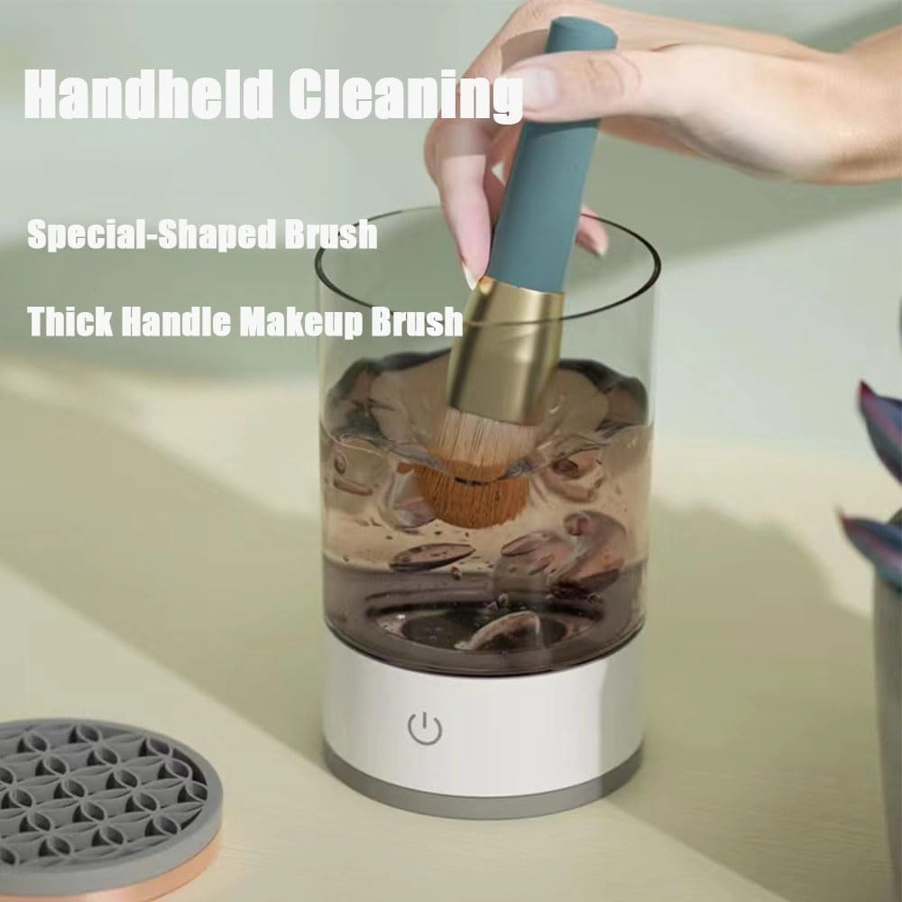 Beauty Swirl Cosmetic Brush Cleaner, The Cozy Luna Brush Cleaner, Cozy Luna Makeup Brush Cleaner, Automatic Spinning Cosmetic Tool for Deep Cleaning All Types of Brushes Set (Black, Plug-in)
