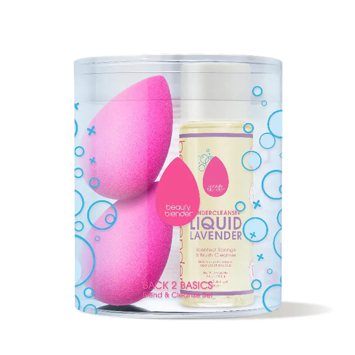 Beautyblender® | Back 2 Basics 3-Piece Blend & Cleanse Set, 2 Original Beauty Blenders   Blendercleanser® Liquid Lavender Makeup Sponge   Brush Cleaner, Made in USA, Vegan, Cruelty Free, 3 oz