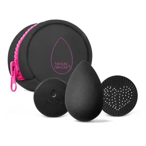 Beautyblender® | Besties Charcoal Blend & Cleanse 4-Piece Starter Set, Pro Black Makeup Sponge   Solid Charcoal Cleanser .558 oz   Silicone Scrub Mat   Travel Case, Made in USA, Vegan, Cruelty Free