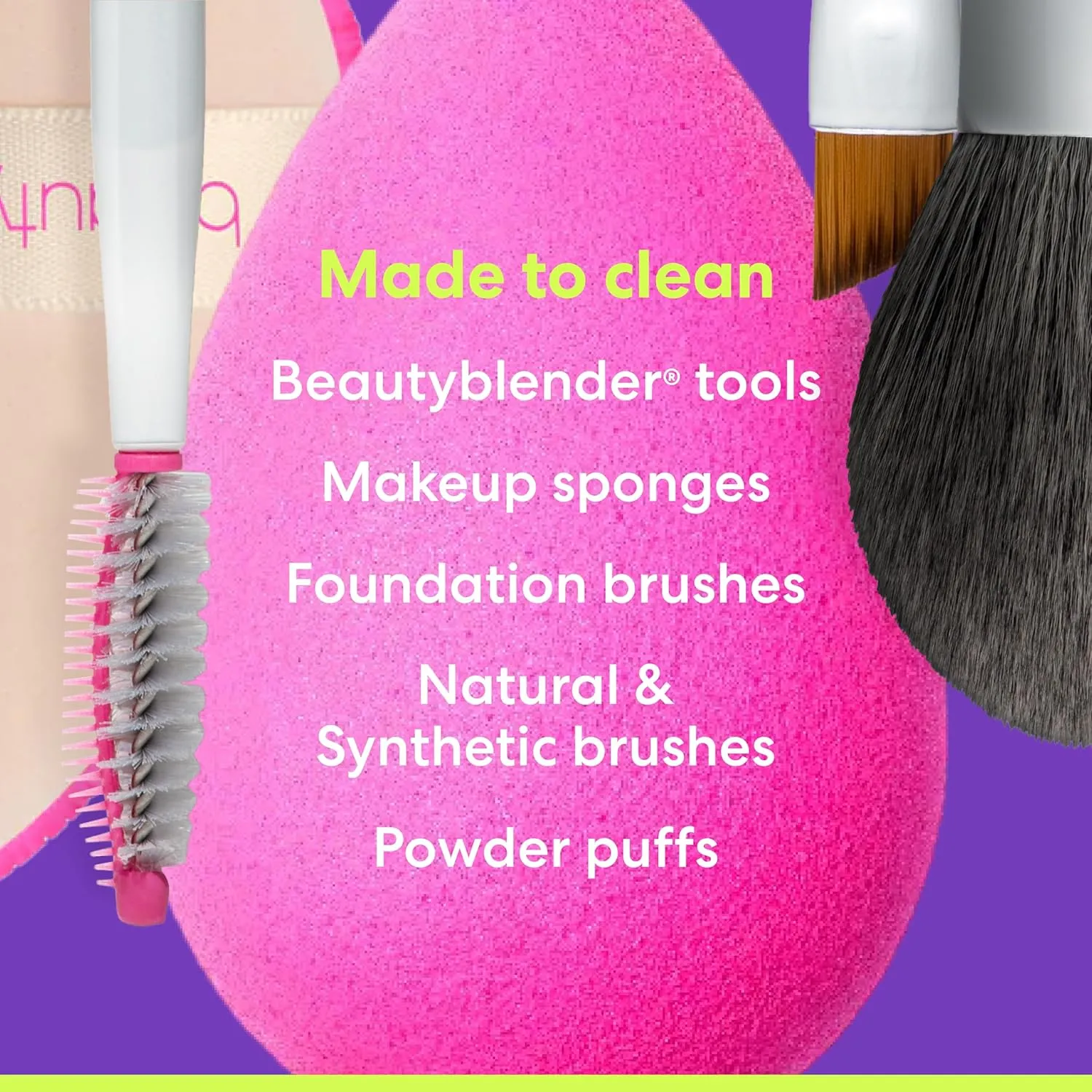 Beautyblender® | Blendercleanser® Solid Lavender Makeup Sponge & Brush Cleanser   Silicone Scrub Mat, Cleansing Tool & Scented Makeup Sponge Cleaner, Vegan, Cruelty Free, Made in the USA, 1 oz