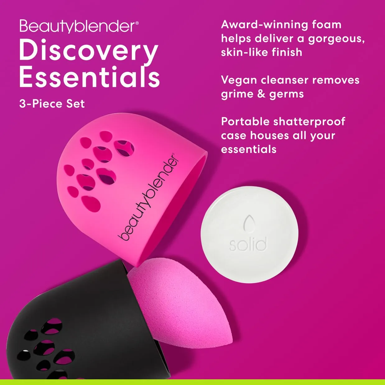 Beautyblender® | Discovery Kit - Makeup Sponge & Makeup Sponge Cleaner, Portable Protection Case, Professional Blending Application, Vegan & Cruelty Free, Made in the USA