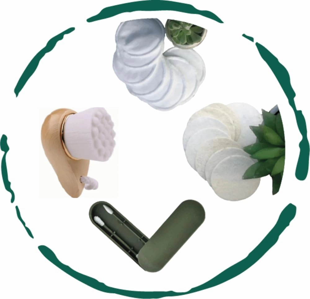 BeNat. Eco-Friendly, Reusable Facial Skin Care Accessories Bundle. Multi-Pack. (8) Reusable Facial Pads   (8) Natural Loofah   (1) Facial Cleaning Brush Bamboo Handle   (1) Jade Facial Massage Roller