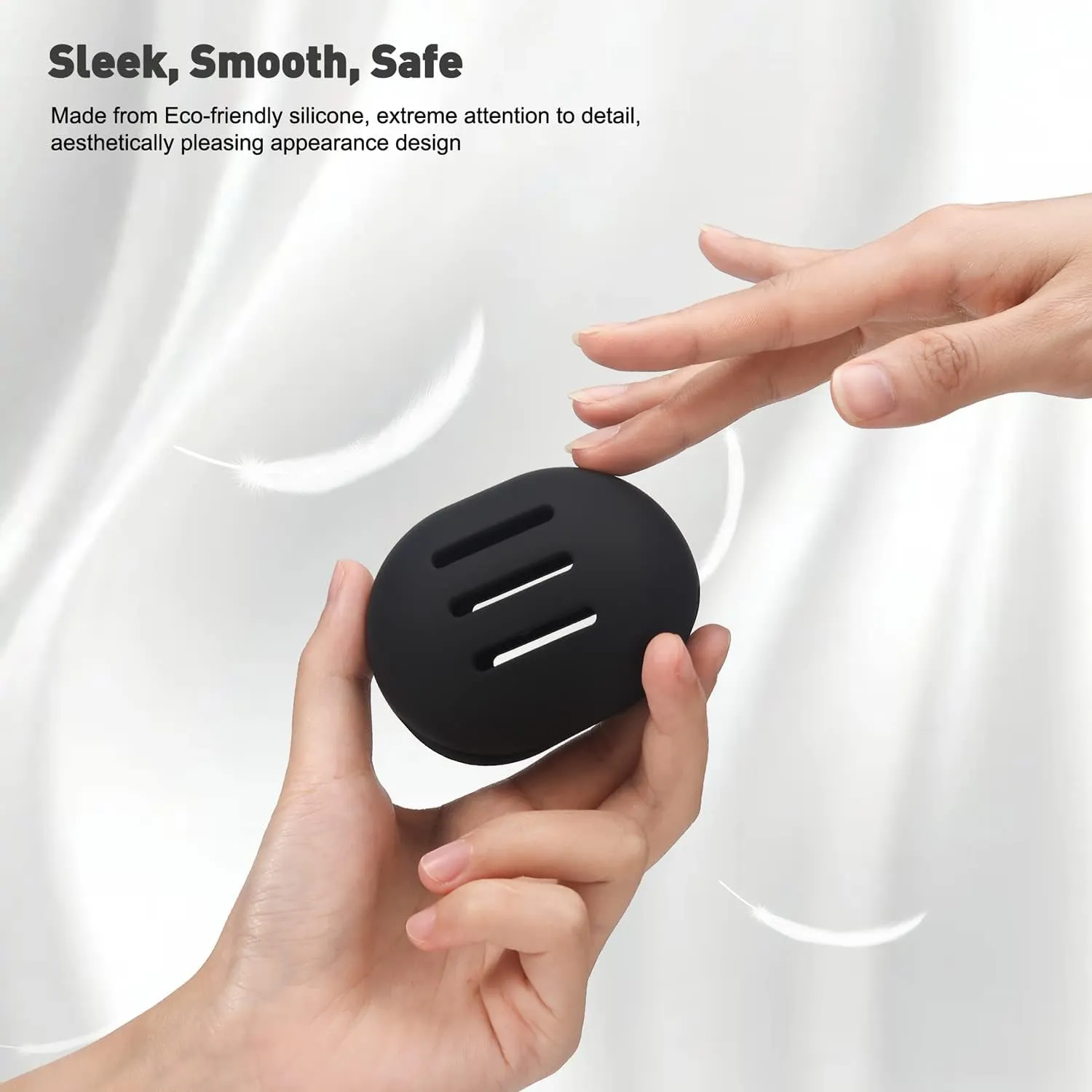 BEZOX Makeup Sponge Holder (Pack of 2), Breathable Silicone Beauty Sponge Case for Travel, Cute Make Up Blender Container - Khaki Black