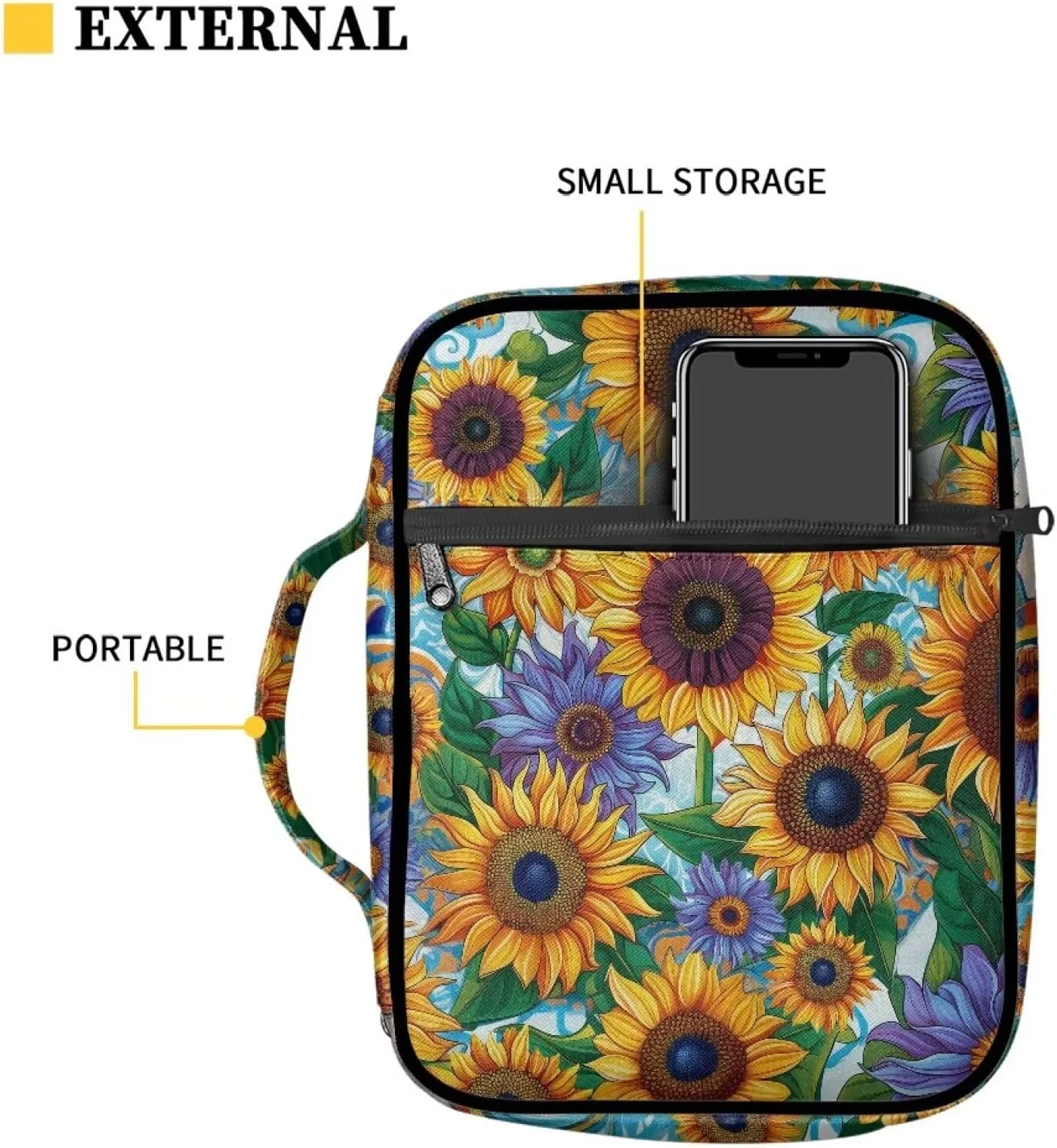 Bible Bag Tote Bible carrying case for Women Men Bible Covers for Women Men with Pockets Personalized