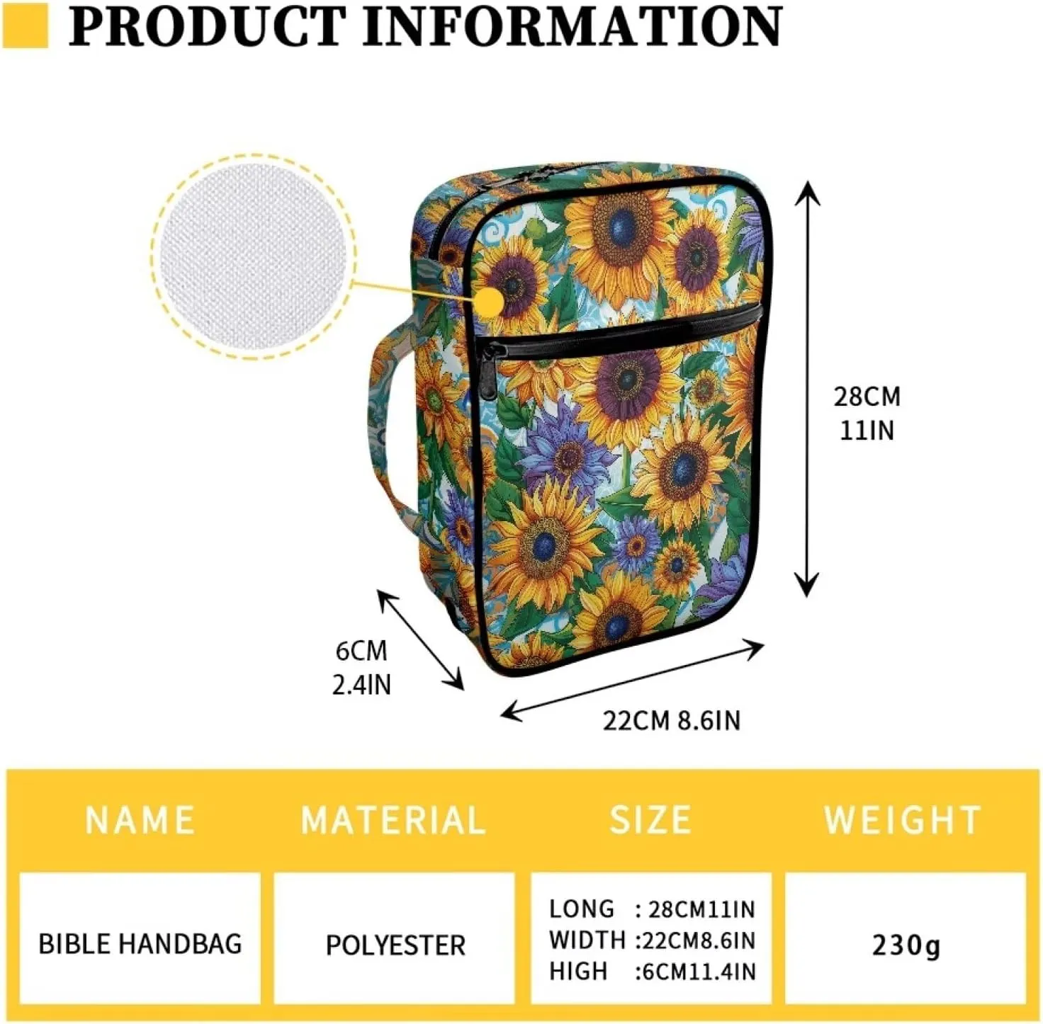 Bible Bag Tote Bible carrying case for Women Men Bible Covers for Women Men with Pockets Personalized