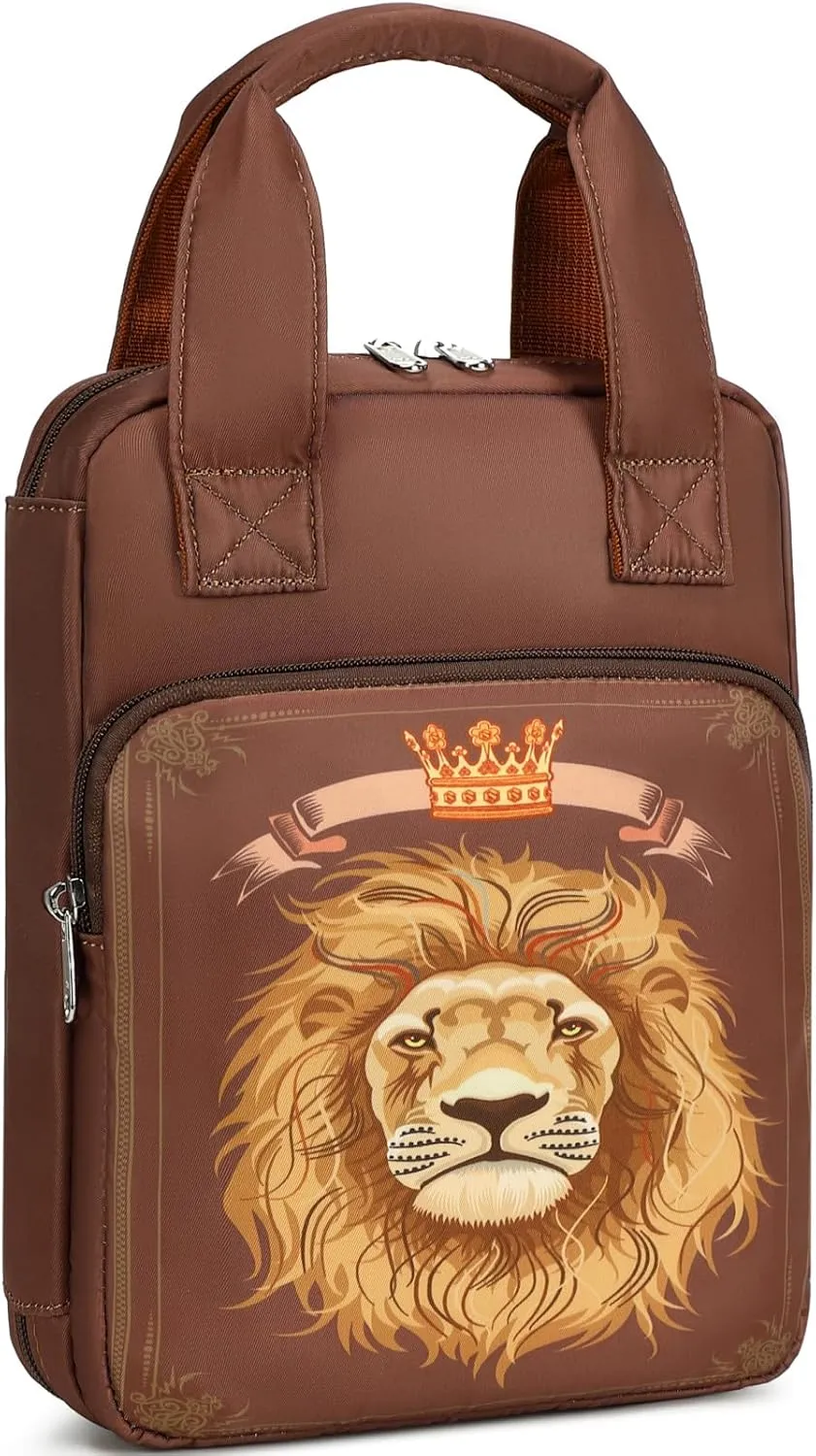 Bible Cover for Boys, Kids Bible Case Carrying Book Case Church Bag Bible Protective with Zippered Pocket, Lion