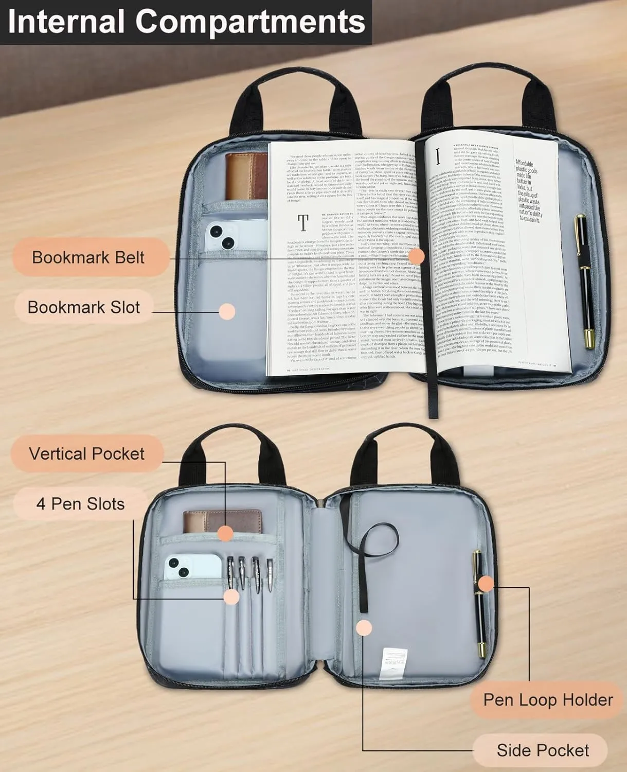 Bible Cover for Boys, Kids Bible Case Carrying Book Case Church Bag Bible Protective with Zippered Pocket, Lion
