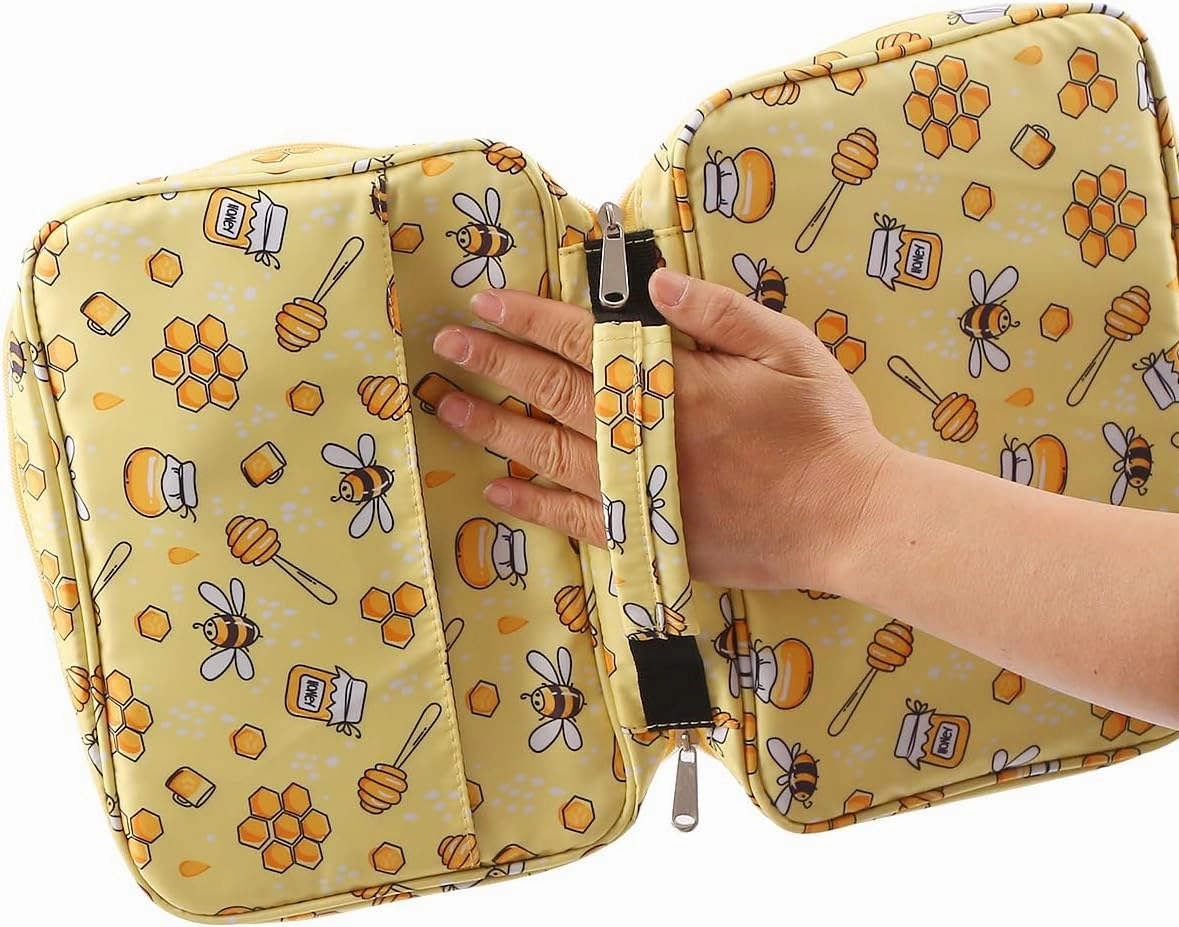 Bible Cover Carrying Book Case Church Bag Bible Protective with Handleand Zippered Back Pocket, Gift for Girls Women Mother Men Women Father Kids(Yellow)
